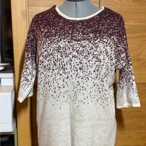 Silence + Noise Maroon and Cream Knit Top